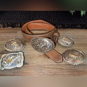 Nocona Young Cowboy/girl Belt With Nocona Buckle & Buckle Bundle Mexico & Taiwan